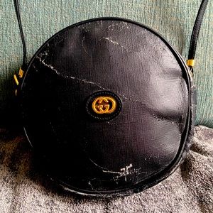GUCCI 70’s Vintage Black Leather Canteen Crossbody *Currently Being Restored!*